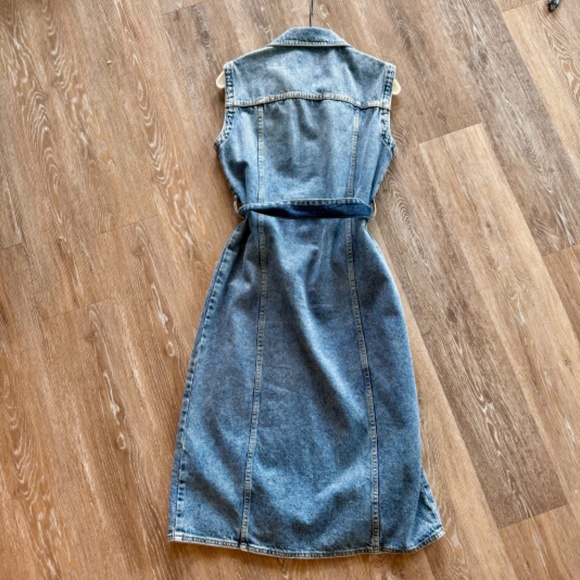 ZARA NEW WOMAN SS23 MID-BLUE DENIM MIDI DRESS - Picture 5 of 6